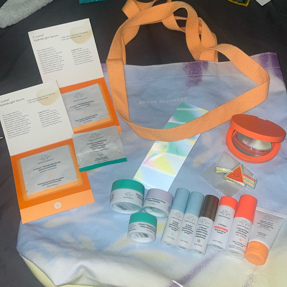 Drunk elephant skincare set with tote bag